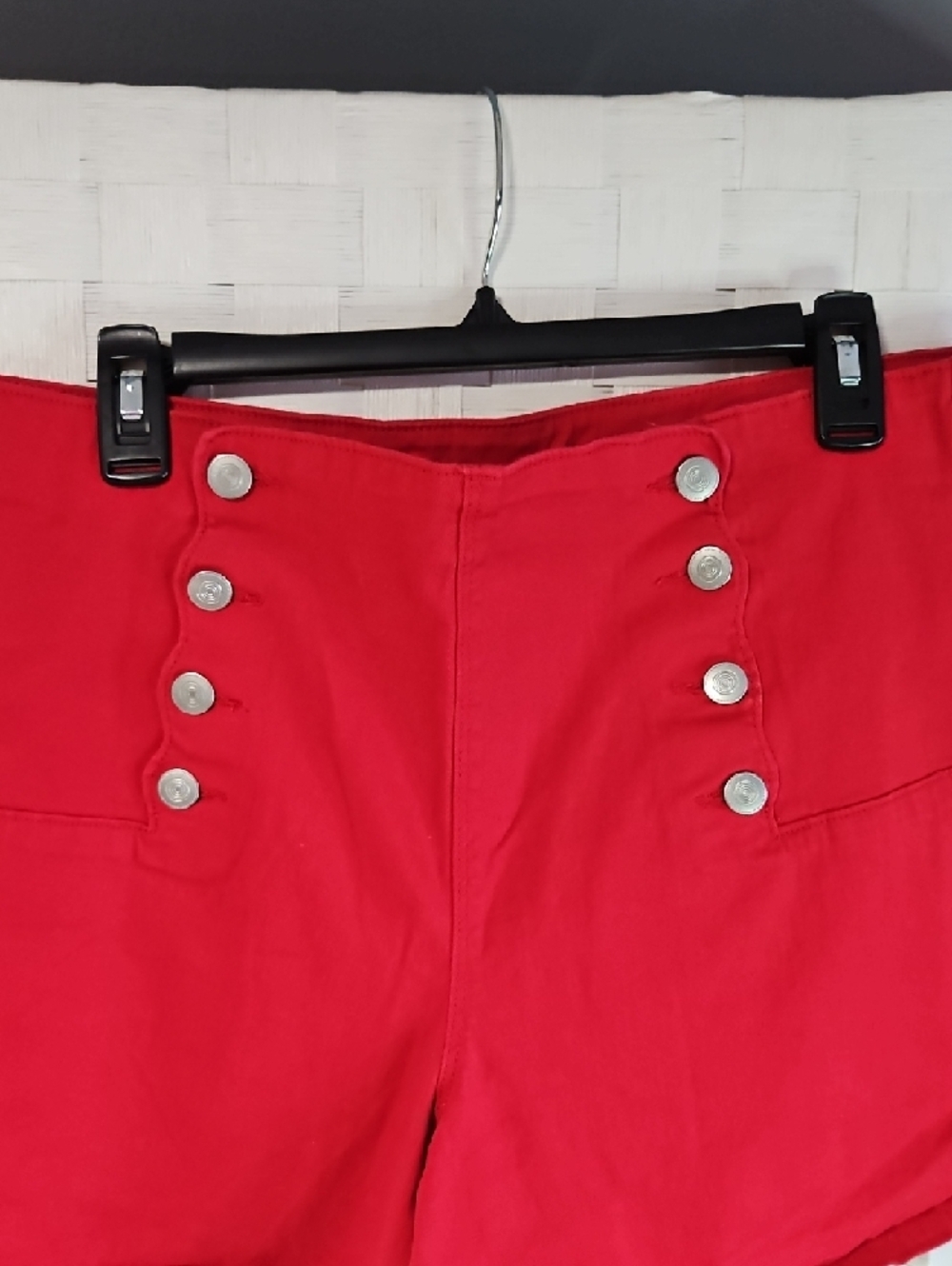 No Boundaries High-Waist Red Button Sailor Shorts - Picture 2 of 4